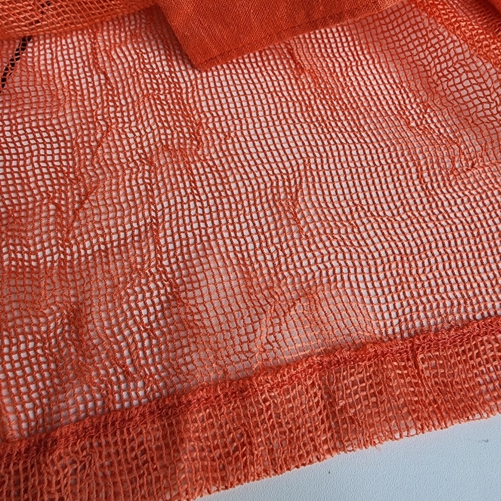 VTG Popovitch Womens Button Front Shirt Orange Linen Belnd Mesh Relaxed Plus 2X - Picture 13 of 13